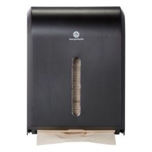 Paper Towel Dispenser GP Pro Black Plastic Manual 400 C-Fold / 600 Multifold / 1 Package of BigFold Paper Towels Wall Mount