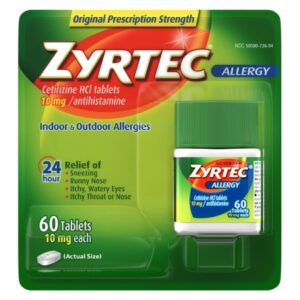 Allergy Relief Zyrtec 10 mg Strength Tablet 60 per Bottle