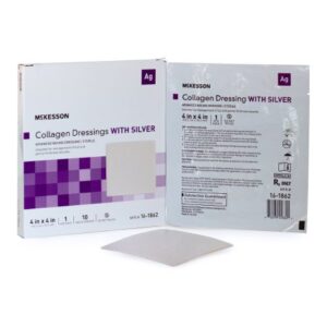 Silver Collagen Dressing McKesson 4 X 4 Inch Square Sterile