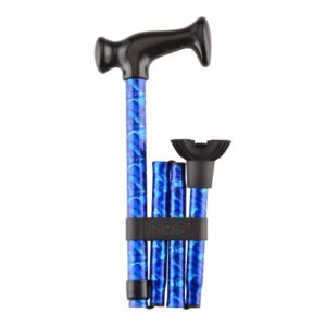 Folding Cane QT Cane Aluminum 29-1/2 to 36-1/2 Inch Height Blue Wave Print