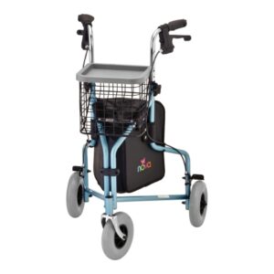 3 Wheel Rollator Traveler Diamond Blue Adjustable Height / Folding Aluminum Frame