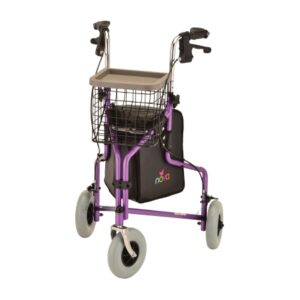 3 Wheel Rollator Traveler Purple Adjustable Height / Folding Aluminum Frame