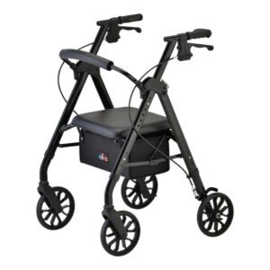 4 Wheel Rollator NEW STAR Black Adjustable Height / Folding Aluminum Frame