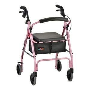4 Wheel Rollator GetGO Classic Pink Adjustable Height / Folding Aluminum Frame