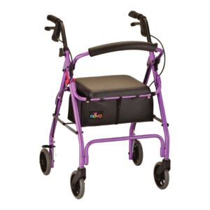 4 Wheel Rollator GetGO Classic Purple Adjustable Height / Folding Aluminum Frame