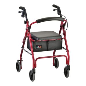 4 Wheel Rollator GetGO Classic Red Adjustable Height / Folding Aluminum Frame