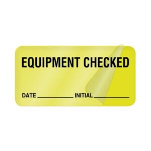 Pre-Printed Label UAL Auxiliary Label Fluorescent Green Paper Equipment Checked Date_Initial_ Black Quality Control Label 1 X 2 Inch