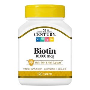 Biotin Supplement 21st Century Vitamin B7 10,000 mcg Strength Tablet 120 per Bottle