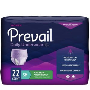 Female Adult Absorbent Underwear Prevail Daily Underwear Pull On with Tear Away Seams Small Disposable Heavy Absorbency