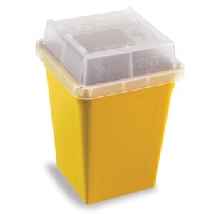Chemotherapy Waste Container SharpSafety Yellow Base 4-1/2 X 4-1/2 X 7-1/2 Inch Vertical Entry 0.25 Gallon