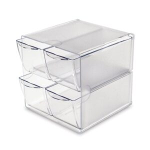 4 Drawer Organizer Bin Clear Polystyrene 6 X 6 X 7.1 Inch