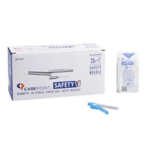 Safety Hypodermic Needle Carepoint Safety 1 Inch Length 23 Gauge Thin Wall Hinged Safety Needle