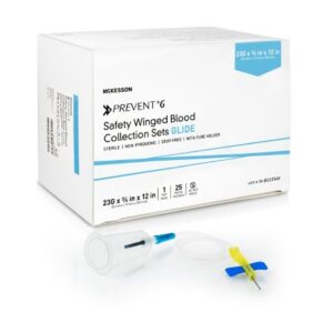 McKesson Prevent G Blood Collection Set with Holder 23 Gauge 3/4 Inch Needle Length Safety Needle 12 Inch Tubing Sterile