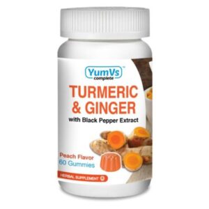 Mineral Supplement YumV’s Turmeric Curcumin / Ginger / Black Pepper Extract 250 mg – 12 mg – 100 mcg Strength Gummy 60 per Bottle Peach Flavor