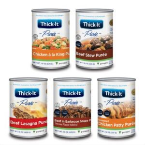Thickened Food Thick-It 14 / 15 oz. Can Seasoned Chicken Patty / Beef Stew / Beef Lasagna / Beef in Barbecue Sauce / Chicken ? la King Flavor Puree IDDSI Level 4 Extremely Thick/Pureed