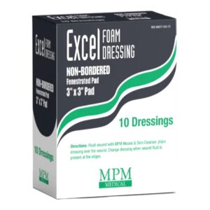 Foam Dressing MPM 3 X 3 Inch Without Border Waterproof Backing Nonadhesive Square Sterile