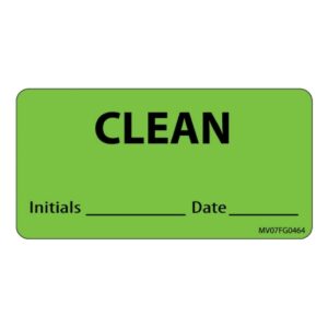 Pre-Printed Label MedVision Auxiliary Label Green Paper Clean Int_Date_ Black Communication Label 1-1/2 X 2-15/16 Inch