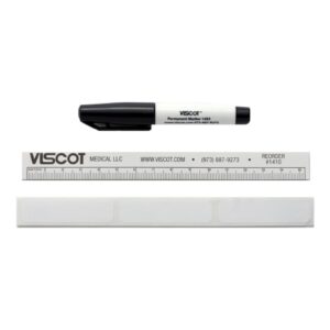 Medical Utility Marker with Ruler and Labels Viscot Permanent Black Ink Sterile Mini Fine Tip