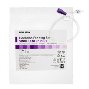 Bolus Enteral Feeding Extension Tube Set McKesson 12 Inch, Enfit, Secure Lock Straight Connector and Clamp, NonSterile