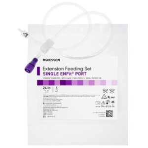 Bolus Enteral Feeding Extension Tube Set McKesson 24 Inch, EnFit, Secure Lock Straight Connector and Clamp, NonSterile