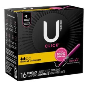 Tampon U by Kotex Click Regular Absorbency Plastic Applicator Individually Wrapped
