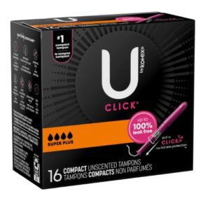 Tampon U by Kotex Click Super Plus Absorbency Plastic Applicator Individually Wrapped