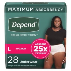 Female Adult Absorbent Underwear Depend Fresh Protection Waistband Style Large Disposable Heavy Absorbency