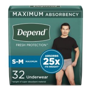 Male Adult Absorbent Underwear Depend Fresh Protection Waistband Style Small / Medium Disposable Heavy Absorbency