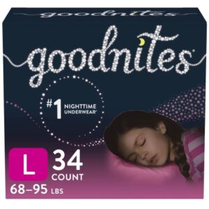 Female Youth Absorbent Underwear GoodNites Pull On with Tear Away Seams Large Disposable Heavy Absorbency
