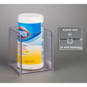 Sanitizer Wipe Holder Poltex Wall Mount 1 Tub of Sanitizer Wipes Clear PETG