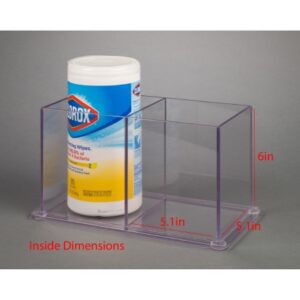 Sanitizer Wipe Holder Poltex Counter Top 2 Tubs of Sanitizer Wipes Clear PETG