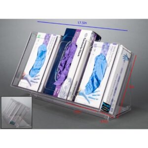 Countertop Glove Box Holder Poltex Counter Top 3 Boxes of Gloves Clear 9 X 3-1/2 X 5-1/2 Inch PETG