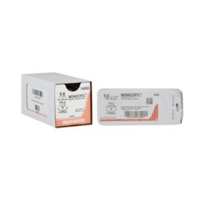 Absorbable Suture with Needle Monocryl Poliglecaprone PS-2 3/8 Circle Precision Reverse Cutting Needle Size 5-0 Monofilament