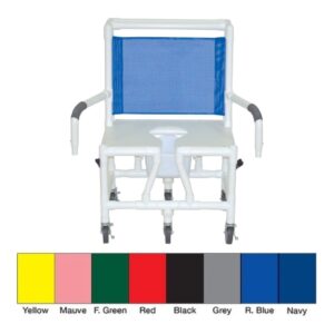 Shower Chair MJM International Swing-Away Arms PVC Frame Mesh Backrest with Pushbar 600 lbs. Weight Capacity