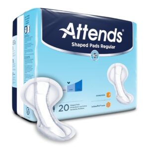 Bladder Control Pad Attends Shaped Pads Regular 12 X 25.2 Inch Heavy Absorbency Polymer Core One Size Fits Most