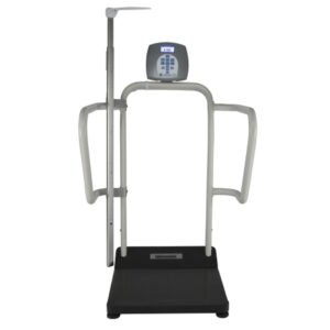 Physician Scale with Height Rod Health O Meter Digital Display 1000 lbs. / 454 kg Capacity Gray AC Adapter / Battery Operated