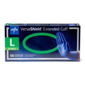 Exam Glove VersaShield Large NonSterile Nitrile Extended Cuff Length Fully Textured Dark Blue Chemo Tested / Fentanyl Tested