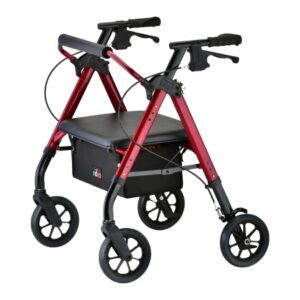 4 Wheel Rollator New Star HD Petite Red Adjustable Height / Folding Aluminum Frame