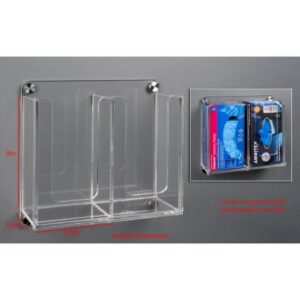 Glove Box Holder Poltex Wall Mount 2 Boxes of Gloves Clear 5-1/2 X 9 X 3-1/2 Inch Acrylic