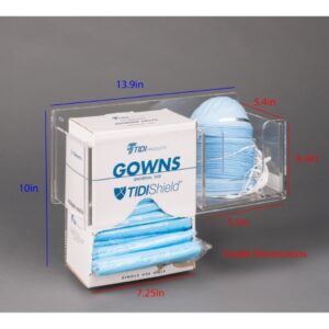 Isolation PPE Station Poltex Wall Mount 1 Box of Gown and 1 Mask Clear 10 X 13.9 Inch Acrylic