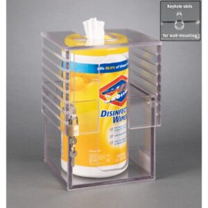 Lockable Wipe Tub Holder Poltex Clear Acrylic Manual Wipe Canister / Glove Box / Hand Sanitizer Bottle/Mask Box Wall Mount