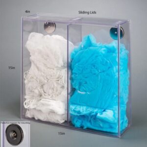 Bulk PPE Dispenser Poltex Magnet Mount Two Types of Bulk PPE Clear 15 X 4 X 15 Inch PETG