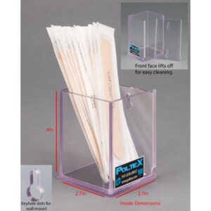 Swab / Tongue Depressor Holder Poltex Clear PETG Manual One Compartment Wall Mount