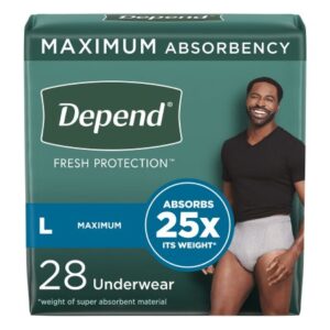 Male Adult Absorbent Underwear Depend Fresh Protection Waistband Style Large Disposable Heavy Absorbency