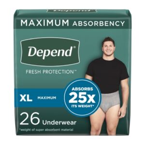 Male Adult Absorbent Underwear Depend Fresh Protection Waistband Style X-Large Disposable Heavy Absorbency
