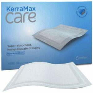 Super Absorbent Dressing KerraMax Care Gentle Border 4 X 4 Inch Square