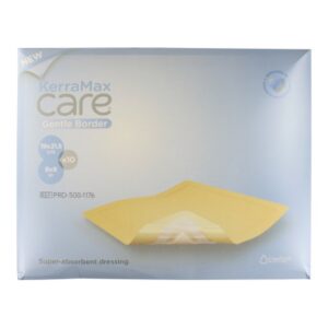 Super Absorbent Dressing KerraMax Care Gentle Border 8 X 8 Inch Square