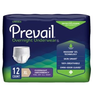 Unisex Adult Absorbent Underwear Prevail Overnight Pull On with Tear Away Seams X-Large Disposable Heavy Absorbency