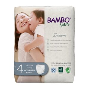 Unisex Toddler Training Pants Bambo Nature Dream Pull On with Tear Away Seams Size 4 Disposable Heavy Absorbency