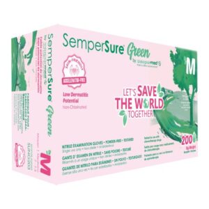 Exam Glove SemperSure Medium NonSterile Nitrile Standard Cuff Length Textured Fingertips Green Chemo Tested